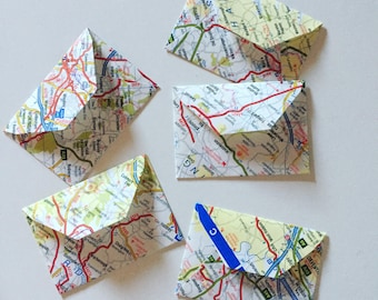Handmade UK Map Paper Envelopes: Tiny Travel Journal Embellishments