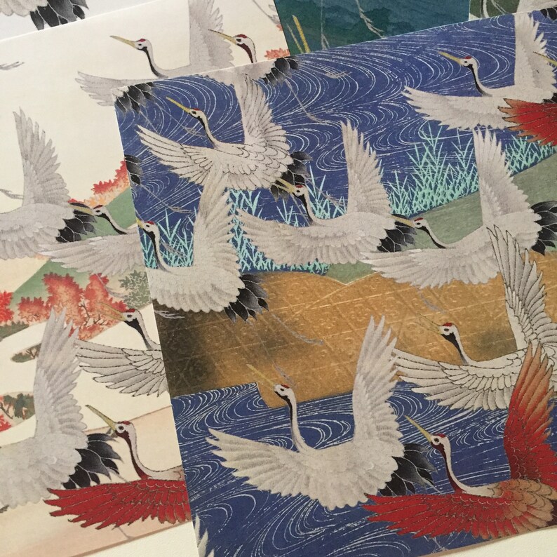 Printable Flying Cranes Collage/decoupage Sheet, Crane Bird Clip Art ...