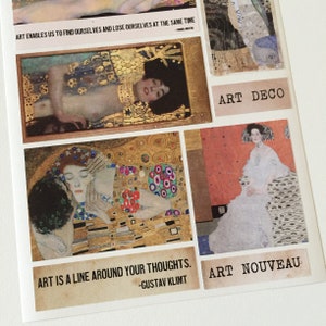 Gustav Klimt Art Nouveau Painting Stickers, Art Quote Journal Deco Stickers, Artist Quote Scrapbook Stickers, Art Lover Gift, Artist Gift