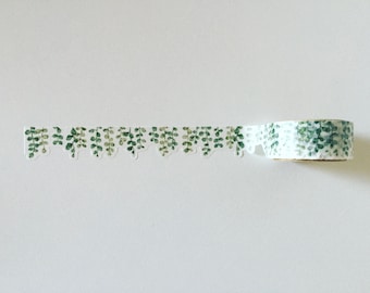 Eucalyptus Plant Washi Tape, Watercolour Eucalyptus Branch Planner Border, Greenery Die-Cut Washi Tape, Green Leaf Crafting Tape