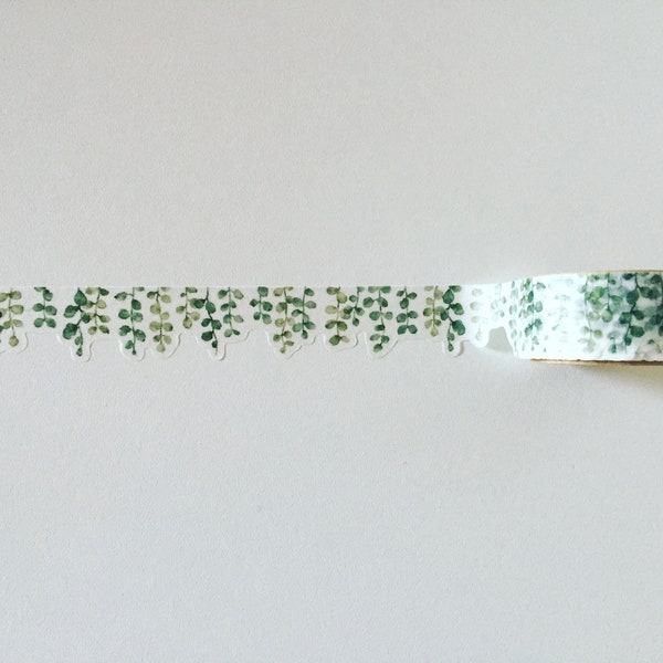 Ruban adhésif en Washi pour plantes d'eucalyptus, bordure de planificateur de branche d'eucalyptus aquarelle, ruban en Washi découpé à la forme de verdure, ruban de bricolage feuille verte