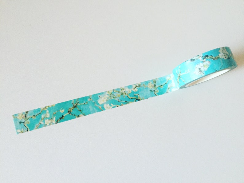 Van Gogh Starry Night/Almond Blossom Washi Tape, Impressionist Art Deco Tape, Gift Wrapping, Planner Border, Crafting Tape, Art Lover Gift image 4