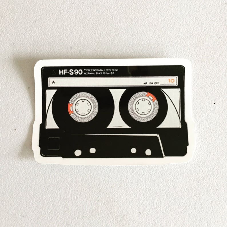 Vintage Audio Cassette Laptop Sticker, Retro MacBook Sticker, Hipster Sticker Gift, Music Lover Gift, Musician Gift image 1