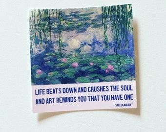 Claude Monet Art Quote Laptop Sticker, Impressionist Painting Sticker, Art Quote Sticker, Waterlily Floral Sticker, Art Lover / Artist Gift