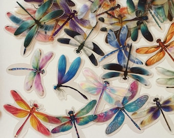 Adesivi a forma di libellula: creazione di insetti boho, plastica trasparente (50 pezzi)