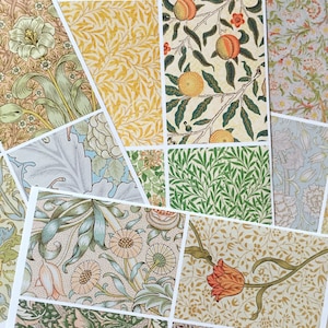Grote retro botanische patroonstickers, vintage decoratieve kunststickers, plant/bloemen rechthoekige stickers, groen plakboekstickers
