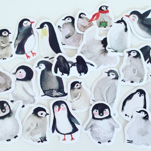 Penguin Stickers, Arctic Animals Watercolour Stickers, Penguins Deco Stickers, Scrapbooking Stickers, Crafting Stickers, Penguin Lover Gift