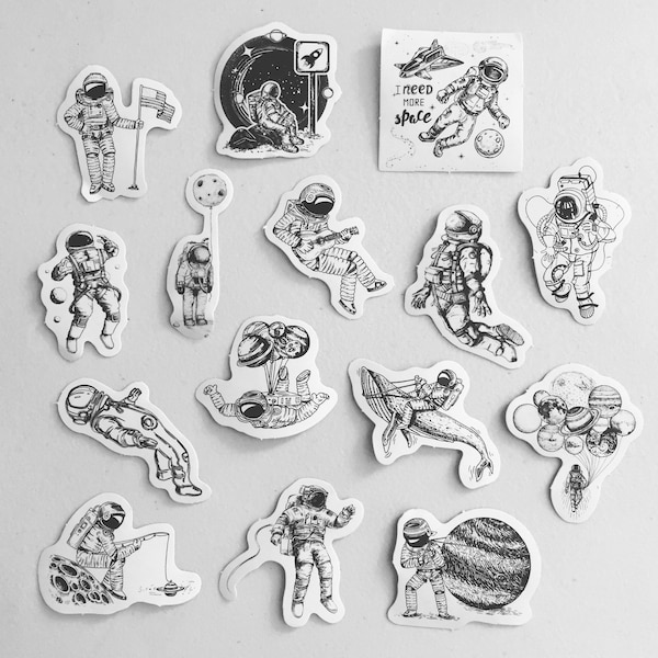 Space Astronaut Planner Stickers, Whimsical Space Cosmonaut Deco Stickers, Galaxy Planet Journalling Stickers, Universe Diary Stickers