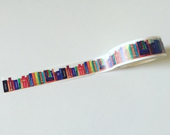 Bookshelf Washi Tape, Row Of Books Planner Washi, Reading Books Washi Tape, Student Tape, Scrapbooking/Journalling Tape, Book Lover Gift