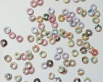 Retro Hole Reinforcement Stickers: Handmade Paper Rings, 90-Piece Mix