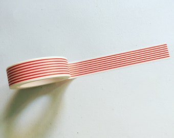 Red Thin Stripes Washi Tape, Red Horizontal Stripes Planner Washi, Decorative Tape, Gift Wrapping, Scrapbook Supply, Party Supplies (10M)
