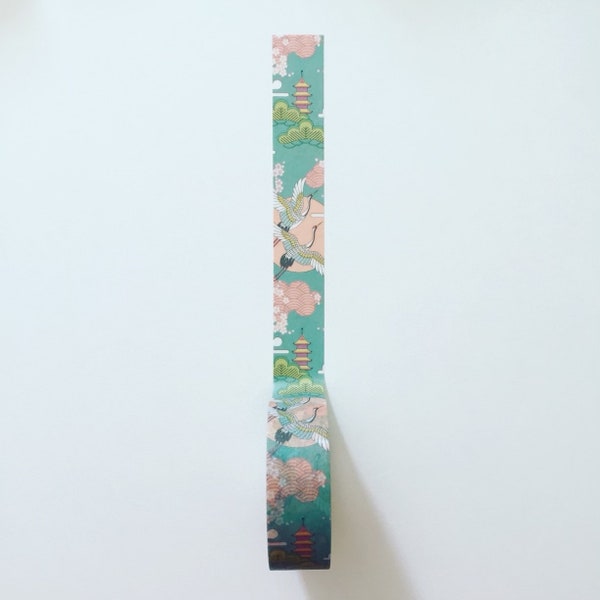 Horizontale Japan Szene Washi Tape, Kranich Washi Tape, Japanischer Planer/Journal Washi, Kranich Crafting Tape, Geschenkverpackung, Japan-Liebhaber-Geschenk