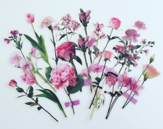 Set di adesivi fiori rosa, adesivi rosa, adesivi bouquet di fiori  selvatici, adesivi viola del pensiero, adesivi floreali Hippie Boho, adesivi  fiori di prato -  Italia