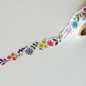 Spring Flowers Die-Cut Washi Tape, Watercolour Floral Tape, Wild Flower Decorative Tape, Hippie Boho Floral Washi, Meadow Flower Tape
