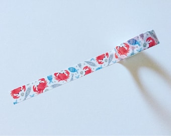 Marine Life Washi Tape: Colorful Crab & Fish Deco Tape