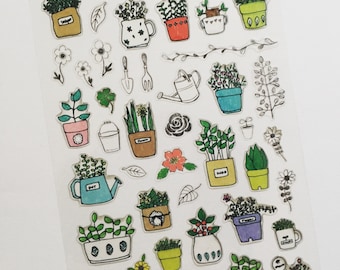 Gardening Plants Deco Stickers, Flower Pots Stickers, Gardener Plant Stickers, Scrapbook / Planner / Crafting Stickers, Plant Lover Gift
