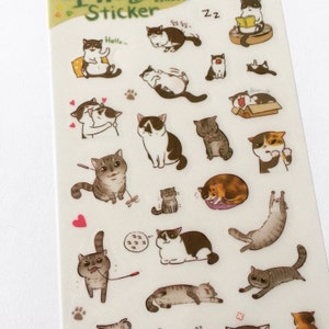 Kawaii Cat Stickers, Cat Planner Stickers, Diary Stickers, Card Embellishment, Korean Stickers, Tiny Craft Stickers, Scrapbooking Supply image 1