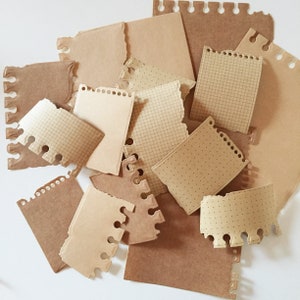 Stickers notes en papier kraft déchiré, autocollants de scrapbooking rétro en papier déchiré, stickers Bujo en papier kraft, stickers pour carnet de voyage vintage