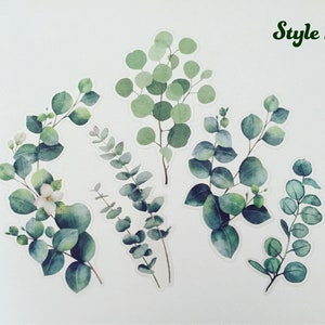 Adesivos grandes de eucalipto, adesivos para planejamento de folhagens, adesivos de folhas de eucalipto, adesivos de vegetação, adesivos botânicos para scrapbook/artesanato