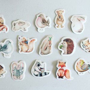 Stickers animaux de la forêt, Stickers déco renard/hérisson/lapin/écureuil, Stickers scrapbooking, embellissements de cartes, autocollants créatifs