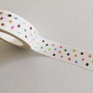 Rainbow Polka Dot Washi Tape, Dots Planner Washi, Decorative Tape, Gift Wrapping Tape, Scrapbook Supply, Craft Supplies, Dots Crafting Tape