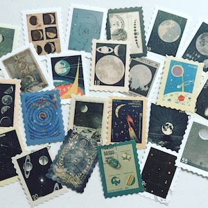 Pegatinas del planificador de viajes espaciales, pegatinas Moon Deco, pegatinas del diario Galaxy Planet, pegatinas del diario del universo, pegatinas de elaboración de astronautas