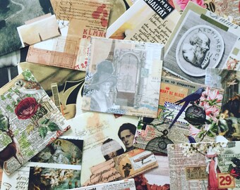 Vintage Art Deco Collage Stickers: Retro Floral Scrapbook Set