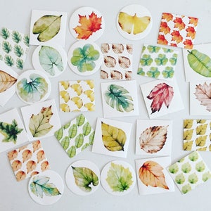 Leaf Plants Seal Stickers, Fall Leaves Stickers, Woodland Stickers, Gift Wrapping, Scrapbooking Sticker, Envelope Seals, Happy Post And Mail