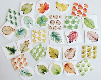 Leaf Plants Seal Stickers, Fall Leaves Stickers, Woodland Stickers, Gift Wrapping, Scrapbooking Sticker, Envelope Seals, Happy Post And Mail