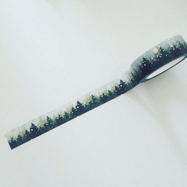 Snowy Forest Washi Tape, Winter Trees Planner Washi, Trees Planner Border, Woodland Washi Tape, Fir Tree Crafting Tape, Nature Deco Tape