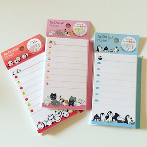 Bloc de notas adhesivas de gato, pingüino o panda, notas adhesivas de animales kawaii, lista de tareas para estudiantes, notas recordatorias de gatitos, pegatinas para bloc de notas, regalo de gato o pingüino