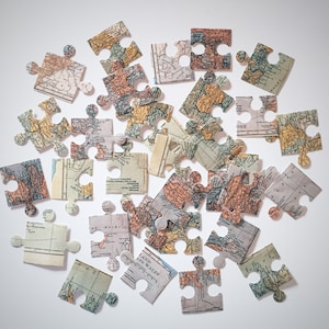 Alte Landkarte Puzzle Aufkleber, Vintage Reisekarte Aufkleber, Decoupage Puzzle Aufkleber, Reisetagebuch/Sammelalbum Aufkleber, Ephemera Puzzle Aufkleber