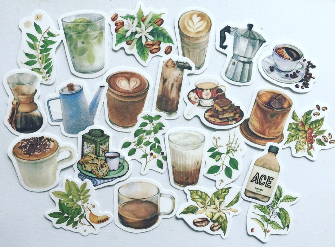 Retro Coffee Stickers: Vintage Style Scrapbooking Embellishments - Etsy