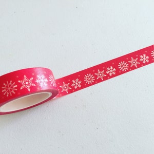 Winter Snowflakes Washi Tape, Red Christmas Washi Tape, Winter Planner Washi, Gift Wrapping Tape, Xmas Crafting Deco Tape, Planner Supplies