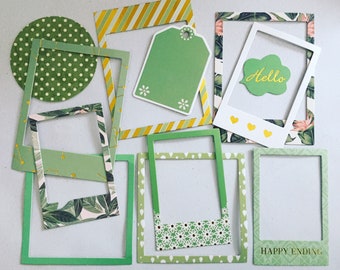 Green Scrapbook Frames, Scrapbooking Frame Stickers, Greenery Frame Planner Stickers, Decorative Frame Stickers