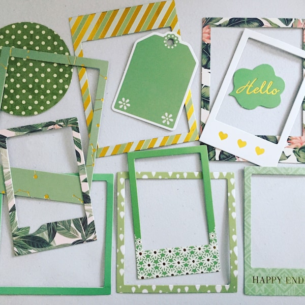 Cadres verts pour scrapbooking, autocollants pour scrapbooking, autocollants verdure, autocollants décoratifs