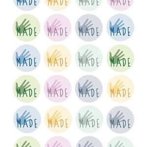 DIY Handmade Tags, Handmade Label Sticker, Printable Label Tags, Packaging Seal, Gift Wrapping Seal, Craft Labels, Round Tag Clip Art image 3