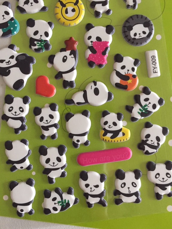 Panda Bear Puffy Stickers, Animal Deco Stickers, Scrapbook Stickers,  Planner Stickers, Craft Stickers, Panda Lover Gift 