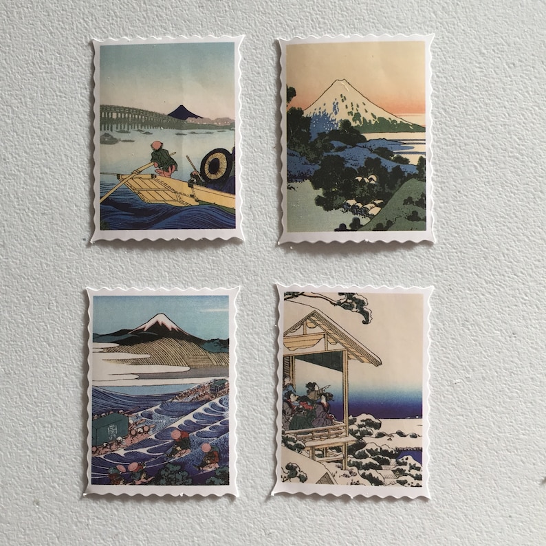 Japanese Ukiyo-e Art Stickers, Japan Landscape Stamp Stickers, Japanese Folk Art Stickers, Gift Wrapping, Envelope Seals, Scrapbook Stickers image 4