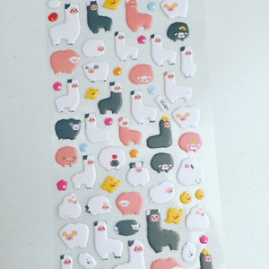 Alpaca Sheep Puffy Stickers, Llama Stickers, Animal Deco Stickers, Scrapbook Stickers, Planner Stickers, Craft Stickers, Sheep Lover Gift