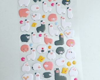 Alpaca & Sheep Puffy Stickers: Animal Planner Stickers