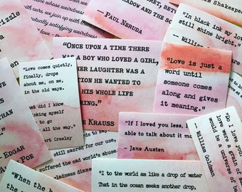 Love Quotes Stickers: Pink Watercolor Scrapbook Stickers - Set of 18