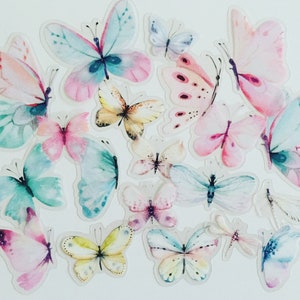 Juego de pegatinas de mariposas en colores pastel, pegatinas de insectos en acuarela, pegatinas de mariposas para manualidades, pegatinas hippies bohemias, regalo para amantes de las mariposas