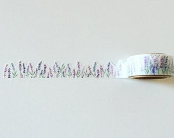 Watercolour Lavender Field Washi Tape, Romantic Blue Floral Washi, Shabby Chic Washi, Die-cut Decorative Tape, Purple Flower Planner Washi