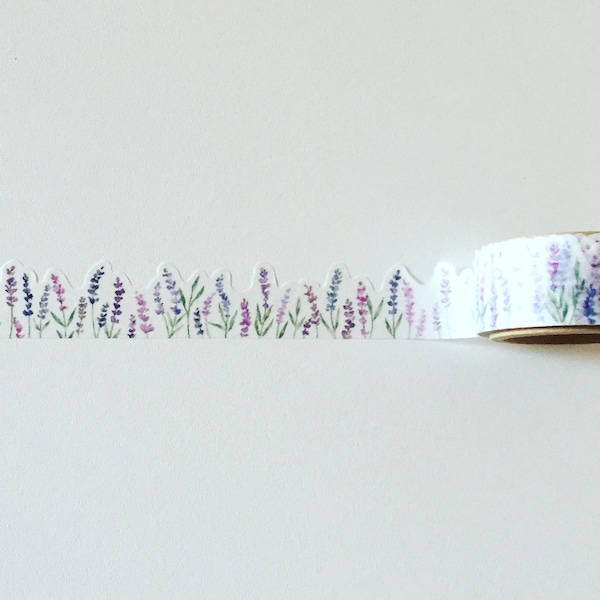 Watercolour Lavender Field Washi Tape, Romantic Blue Floral Washi, Shabby Chic Washi, Die-cut Decorative Tape, Purple Flower Planner Washi