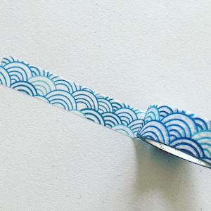 Blue Shibori Washi Tape, Japanese Wave Pattern Decorative Tape, Japan Crafting Tape, Gift Wrapping, Planner/Scrapbook Supplies