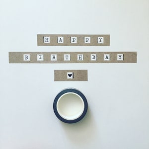 Happy Birthday belettering washitape, Happy B-Day planner washi, cadeauverpakkingstape, knutseltape feest, feest decoratieve washi