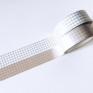 Cinta washi con cuadrícula negra, cinta washi para planificador con cuadrícula negra, cinta decorativa geométrica, cinta para manualidades, envoltura de regalos, material para álbumes de recortes, suministros para fiestas