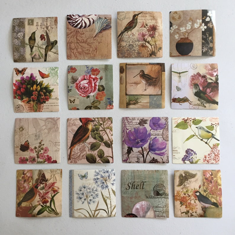Antique Flora & Fauna Decoupage Stickers Retro Floral Planner Etsy