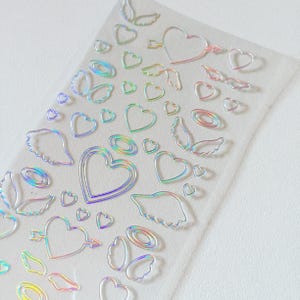 Naklejki Iridescent Heart, Naklejki Love Wings Journal, Naklejki Valentines Cupid Planner, Naklejki Deco Hearts, Naklejki Lover Diary